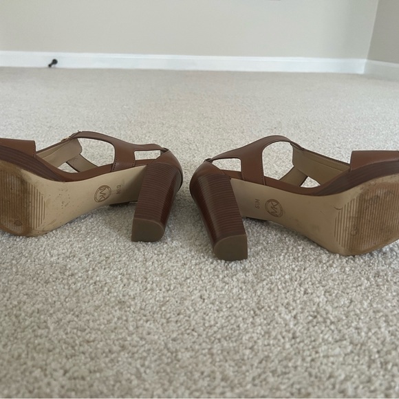 Michael Kors Brown Leather T-Strap Heels - Picture 4 of 6